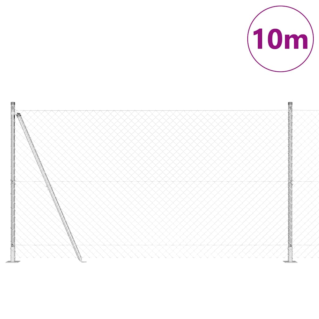 Outdoor Chainlink Fence with Concrete Base 10 x 1.2 m Silver