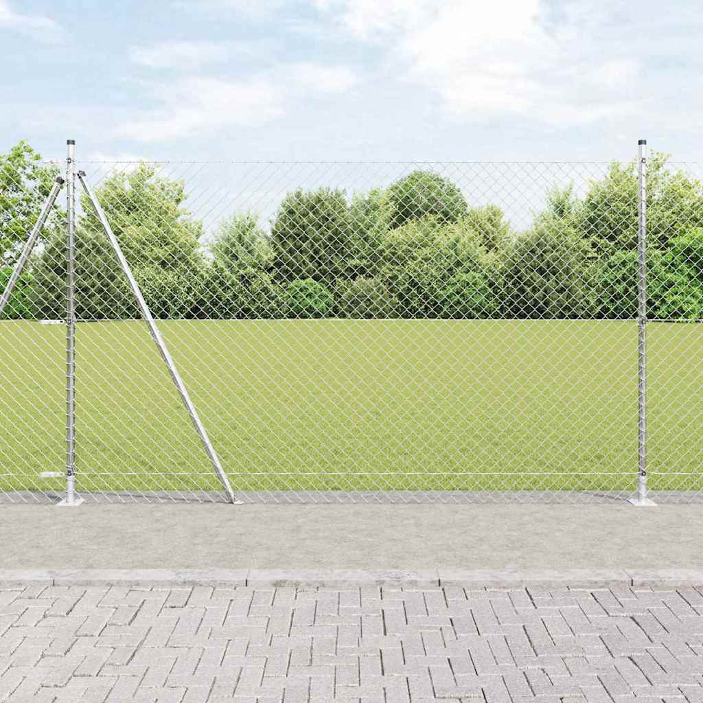 Outdoor Chainlink Fence with Concrete Base 10 x 1.6 m Silver