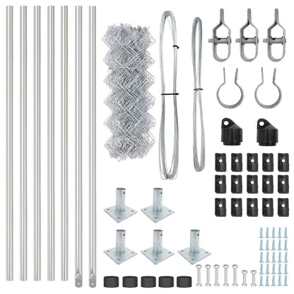 Outdoor Chainlink Fence with Concrete Base 10 x 0.6 m Silver