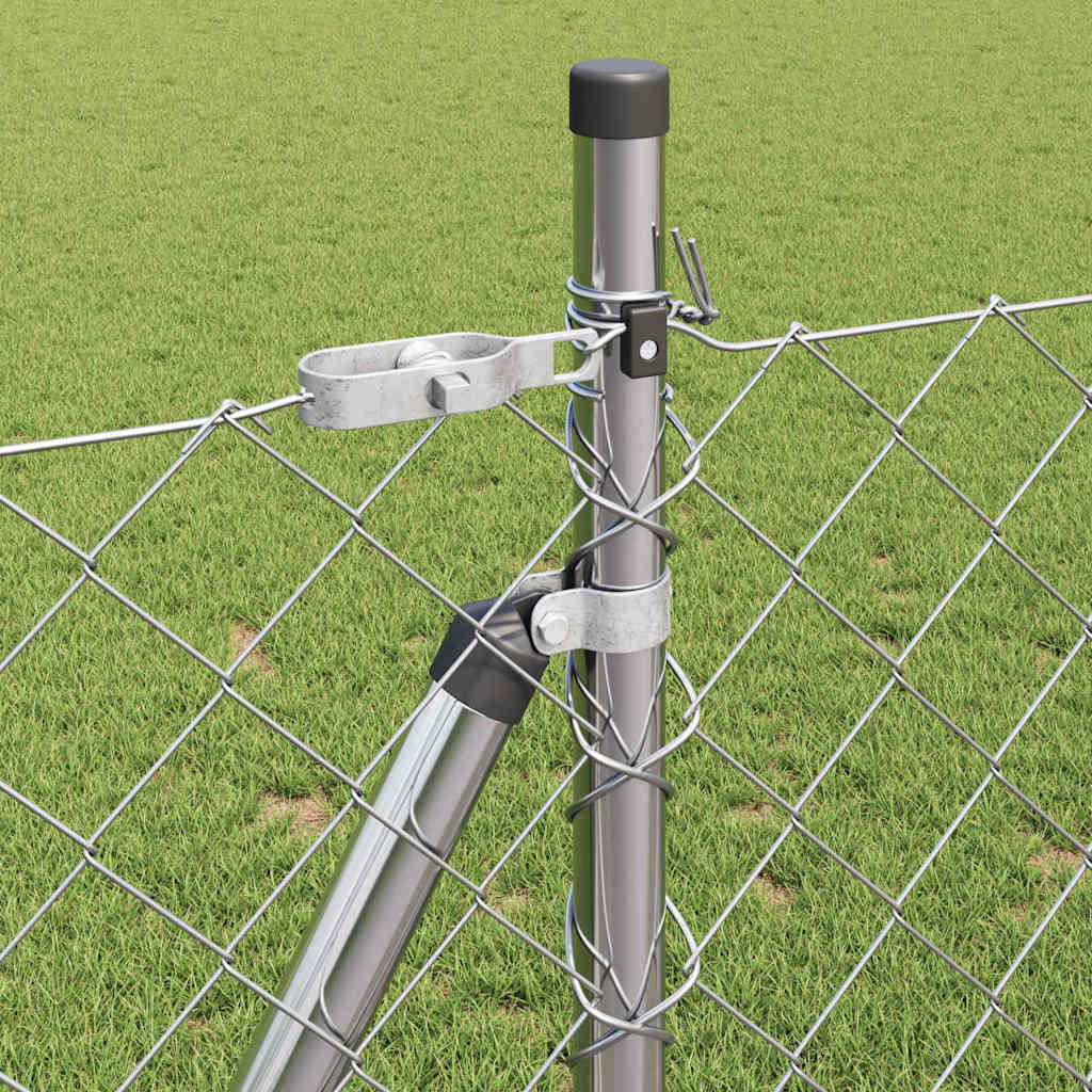Chainlink Fence with Concrete Base 10 x 1 m Galvanised Steel