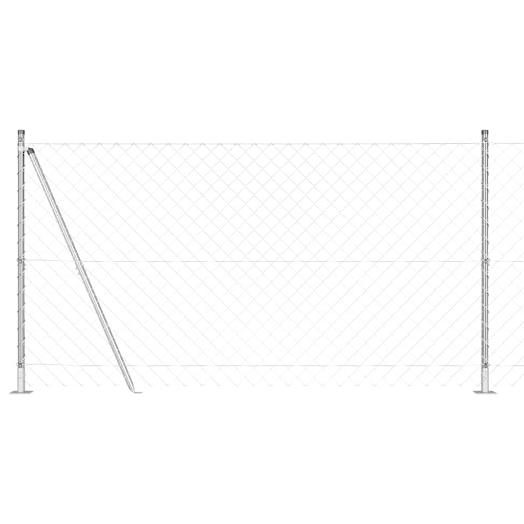 Outdoor Chainlink Fence with Concrete Base 10 x 1.2 m Silver