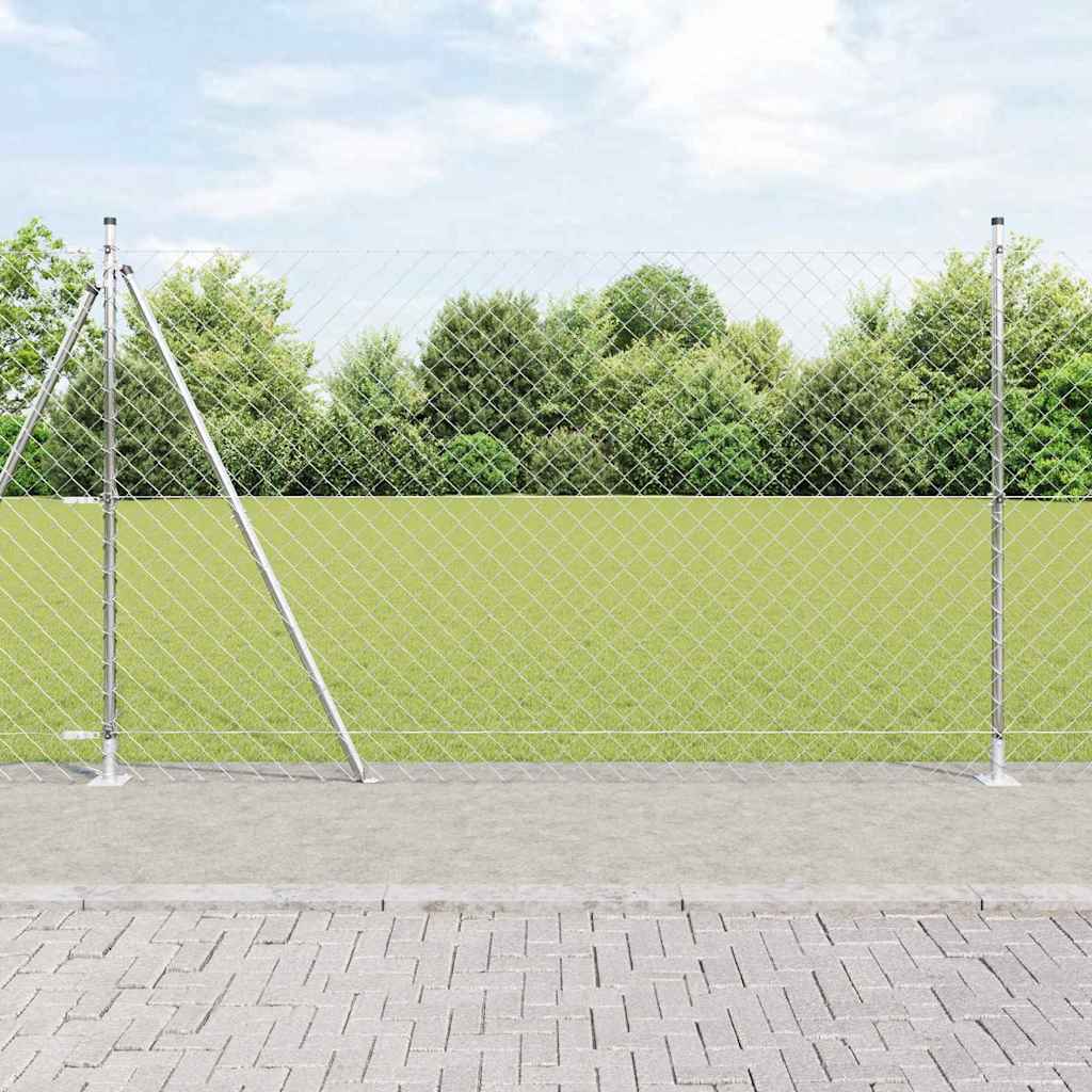 Outdoor Chainlink Fence with Concrete Base 10 x 1.4 m Silver
