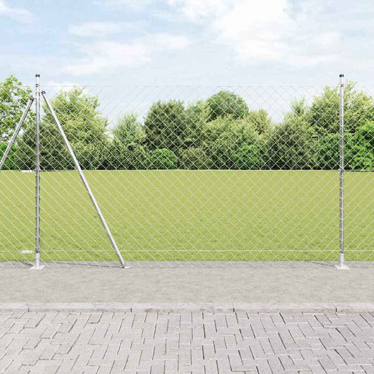 Chainlink Fence with Concrete Base 10 x 1.4 m Galvanised Steel