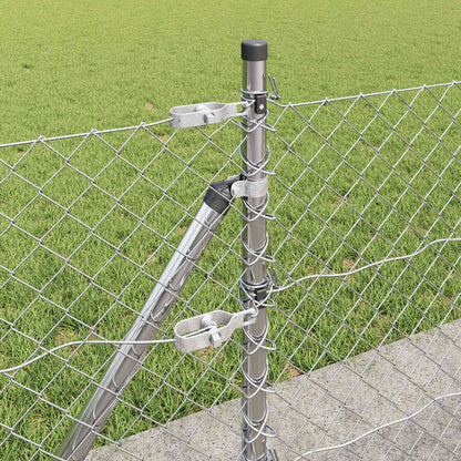 Outdoor Chainlink Fence with Concrete Base 25 x 0.4 m Silver