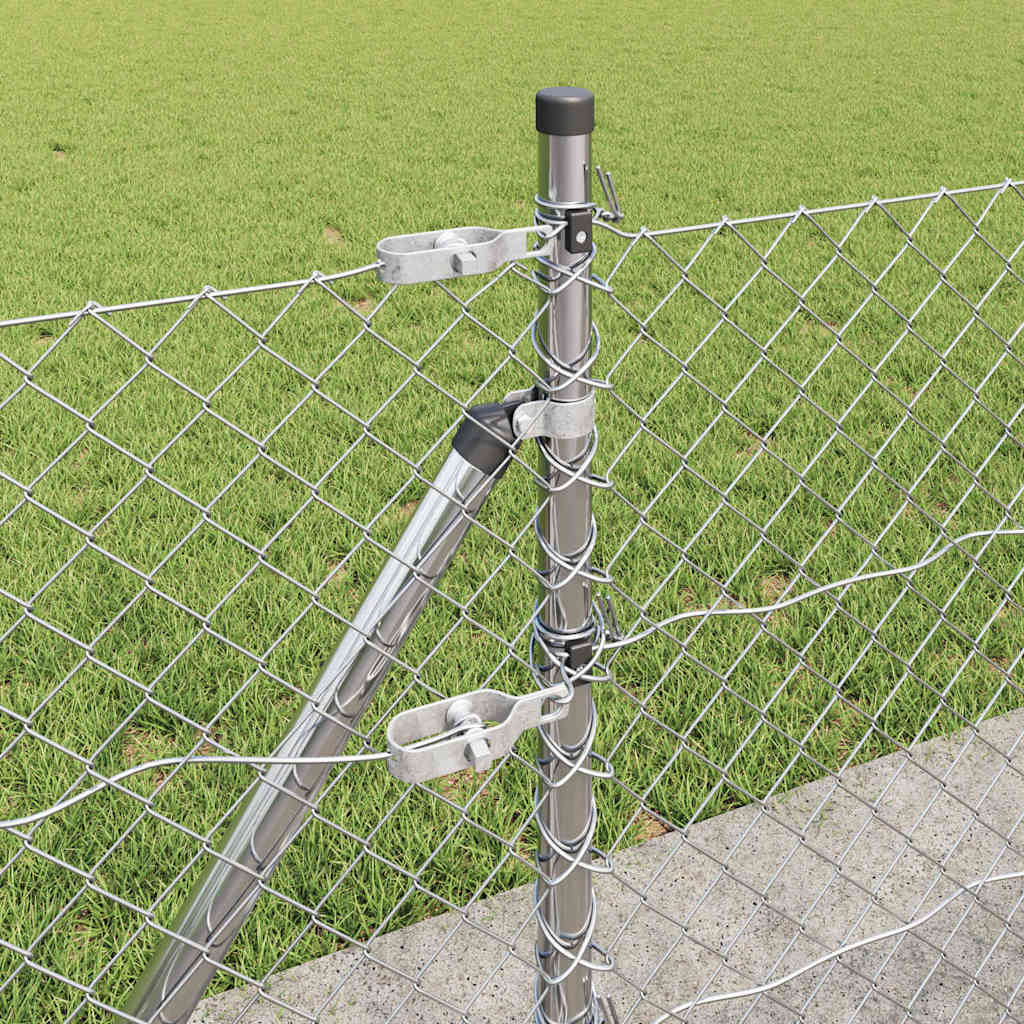 Outdoor Chainlink Fence with Concrete Base 25 x 0.6 m Silver