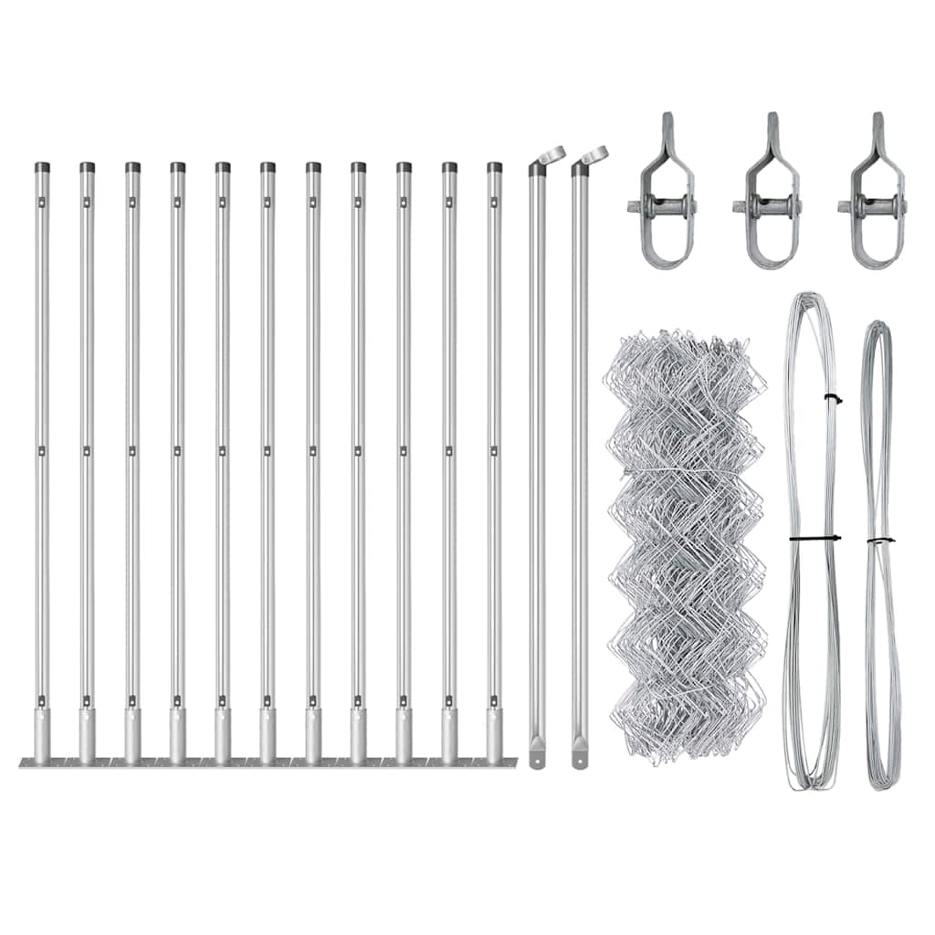 Outdoor Chainlink Fence with Concrete Base 25 x 0.6 m Silver