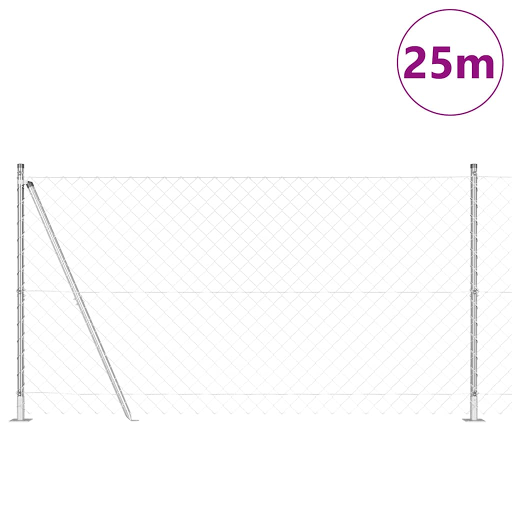 Chainlink Fence with Concrete Base 25 x 1.2 m Galvanised Steel