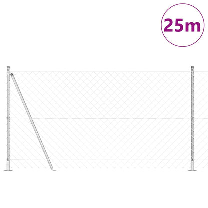 Chainlink Fence with Concrete Base 25 x 1.2 m Galvanised Steel