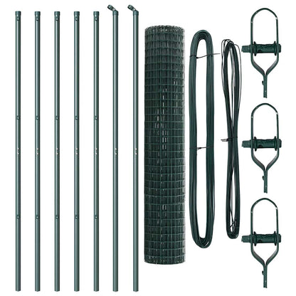 Fence with Post Green 1.6 x 10 m Steel and PVC