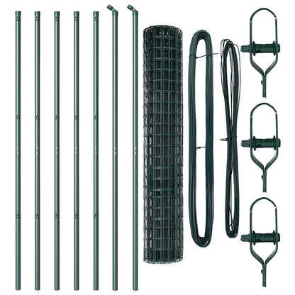 Fence with Post Green 1.5 x 10 m Steel and PVC