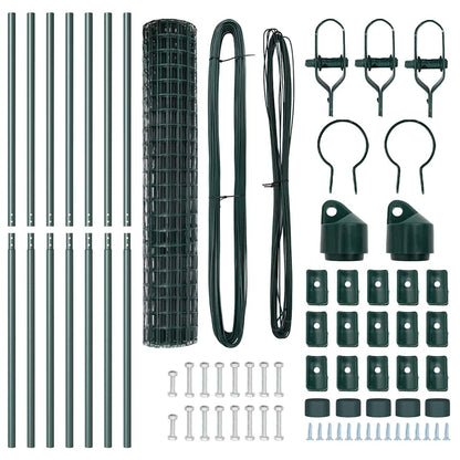 Fence with Post Green 1.5 x 10 m Steel and PVC