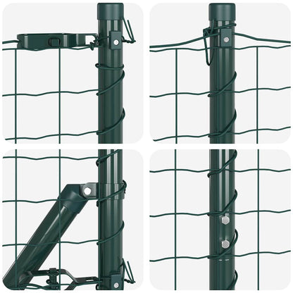 Fence with Post Green 1 x 25 m Steel and PVC