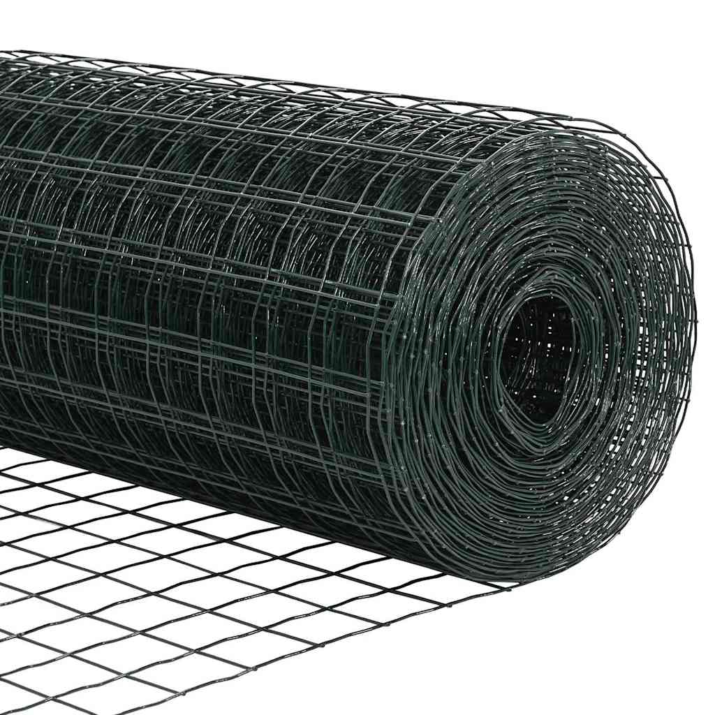 Fence with Post Green 1 x 25 m Steel and PVC