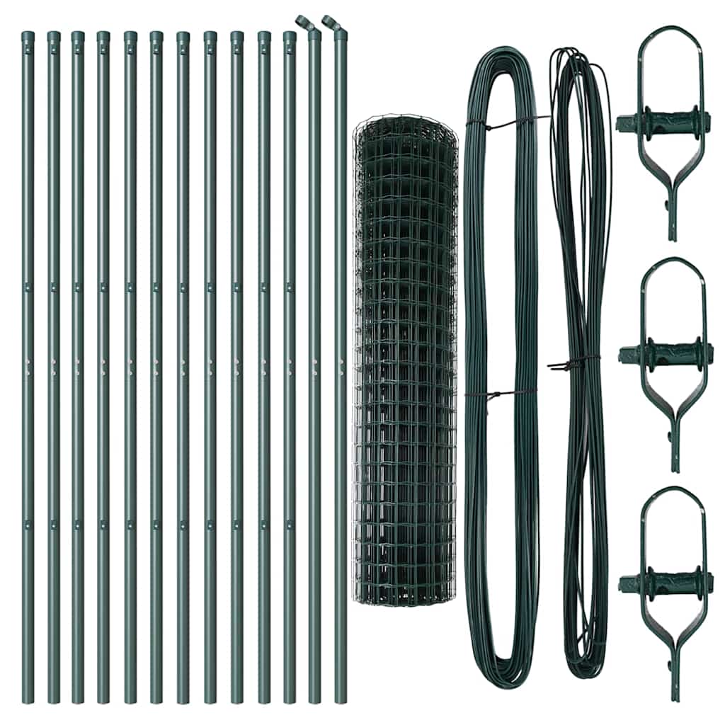 Fence with Post Green 1 x 25 m Steel and PVC