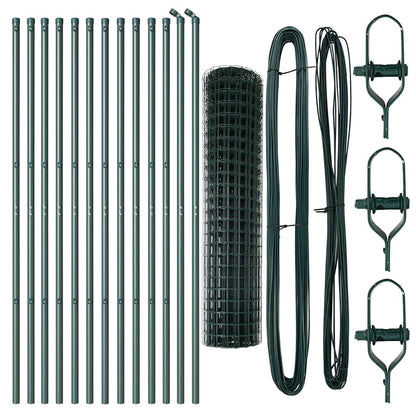 Fence with Post Green 1 x 25 m Steel and PVC