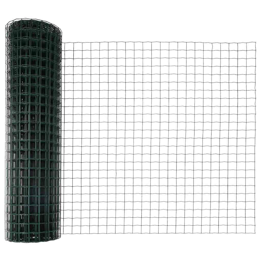 Fence with Post Green 1 x 25 m Steel and PVC