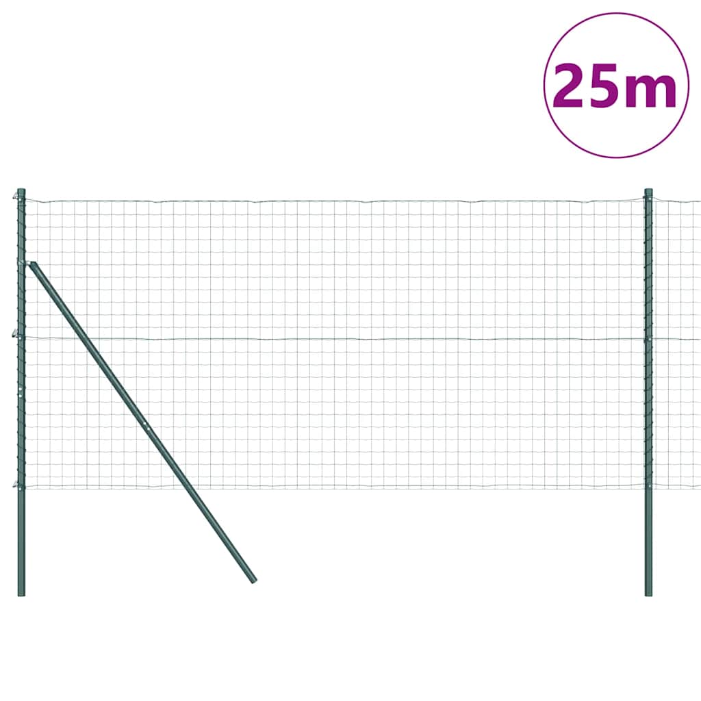 Fence with Post Green 1 x 25 m Steel and PVC
