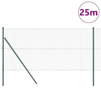 Fence with Post Green 1 x 25 m Steel and PVC