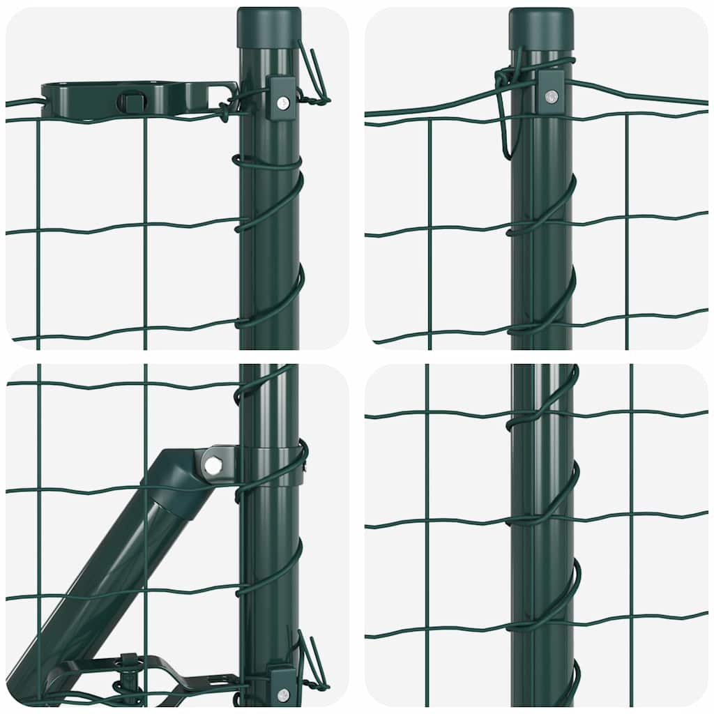 Fence with Post Green 0.6 x 50 m Steel and PVC