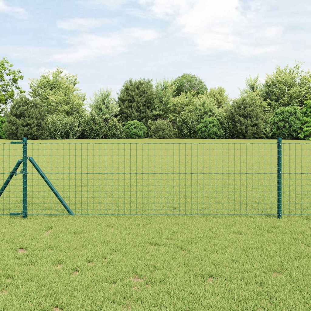 Fence with Post Green 0.6 x 50 m Steel and PVC