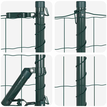 Fence with Post Green 0.6 x 50 m Steel and PVC