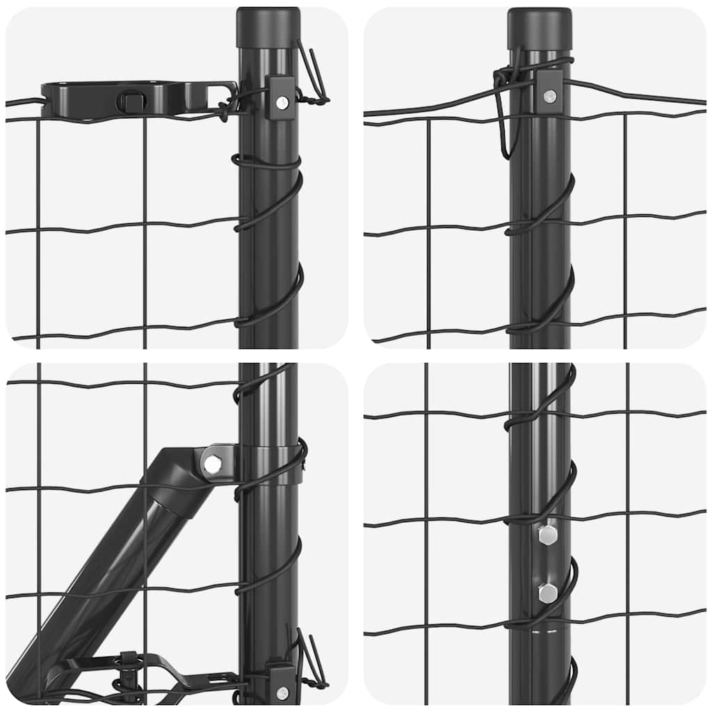 Fence with Post Grey 1.5 x 10 m Steel and PVC