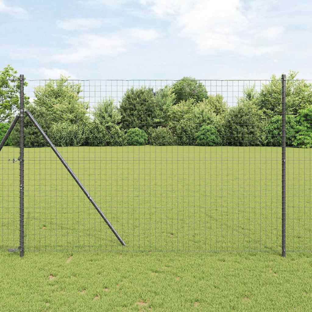 Fence with Post Grey 1.5 x 10 m Steel and PVC