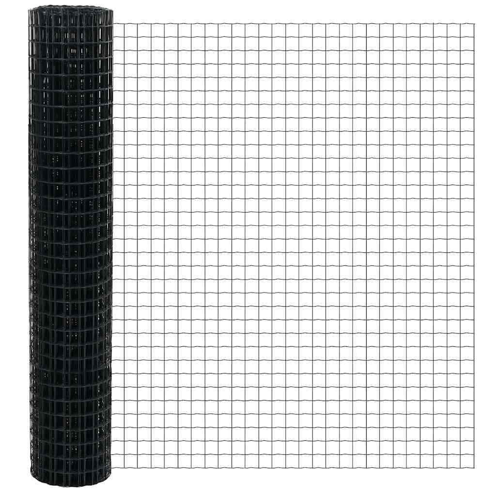 Fence with Post Grey 1.5 x 10 m Steel and PVC