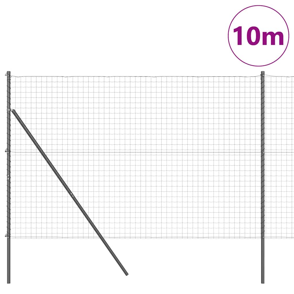 Fence with Post Grey 1.5 x 10 m Steel and PVC