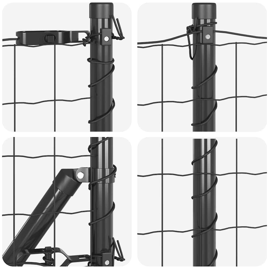 Fence with Post Grey 0.8 x 10 m Steel and PVC