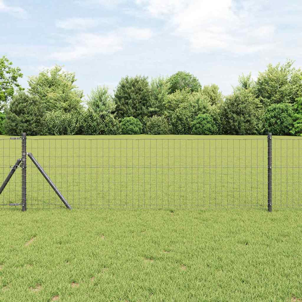 Fence with Post Grey 0.8 x 10 m Steel and PVC