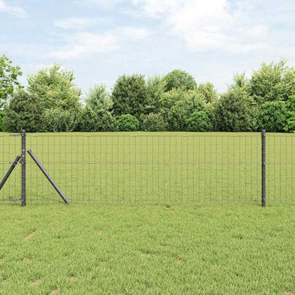 Fence with Post Grey 0.8 x 10 m Steel and PVC