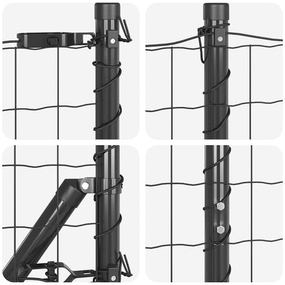 Fence with Post Grey 1.4 x 10 m Steel and PVC