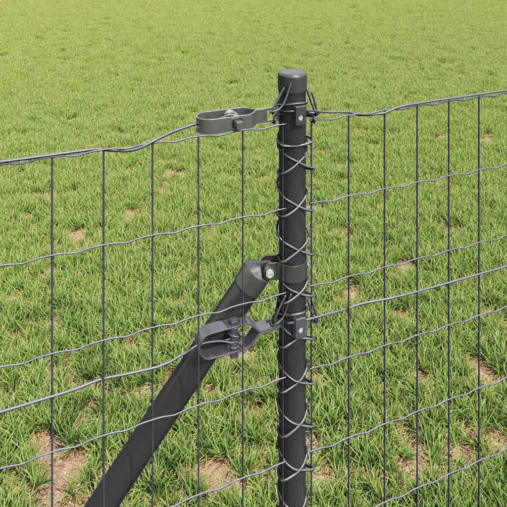 Fence with Post Grey 0.8 x 10 m Steel and PVC