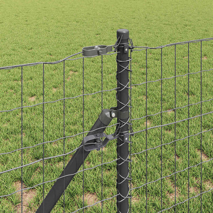 Fence with Post Grey 0.8 x 10 m Steel and PVC