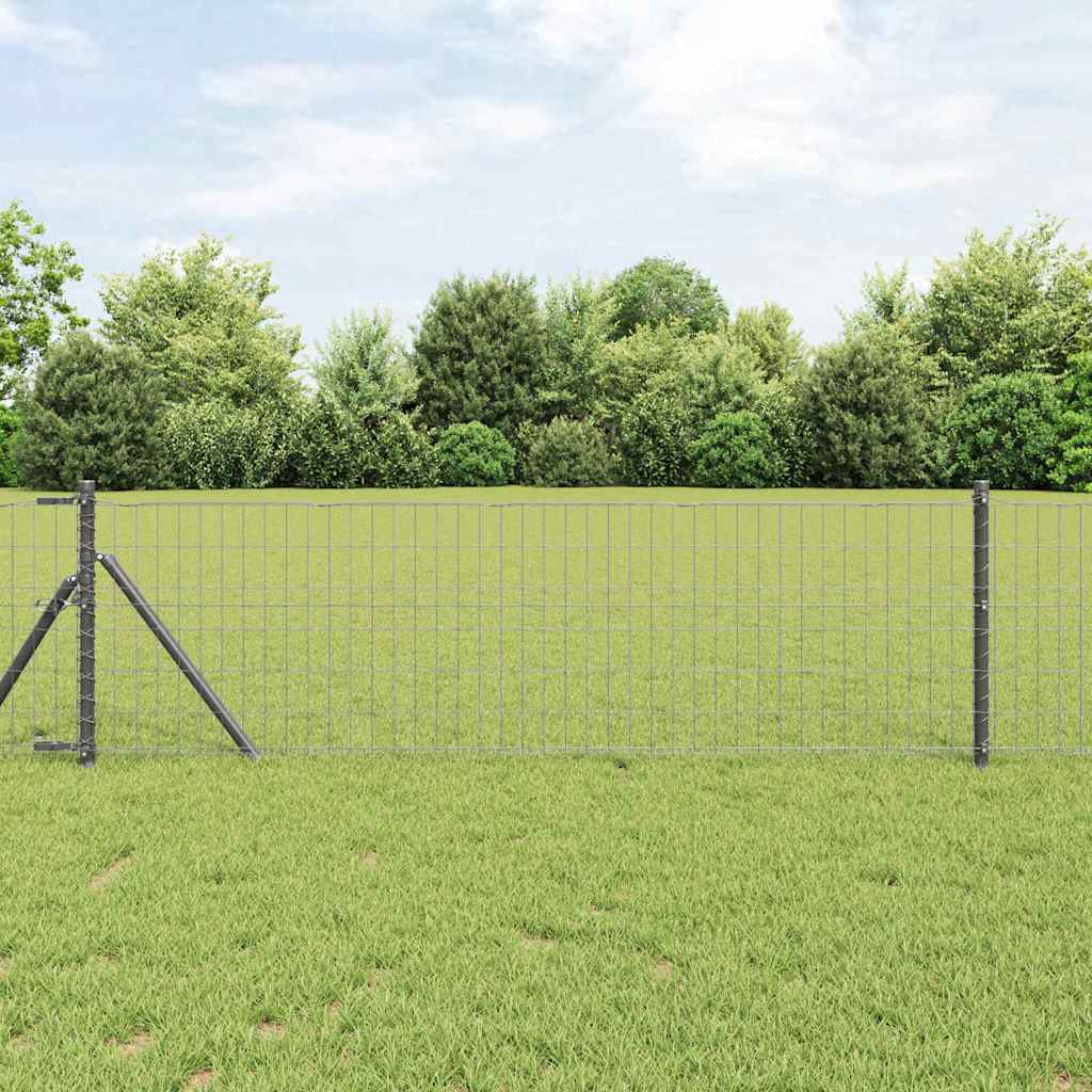 Fence with Post Grey 0.8 x 10 m Steel and PVC