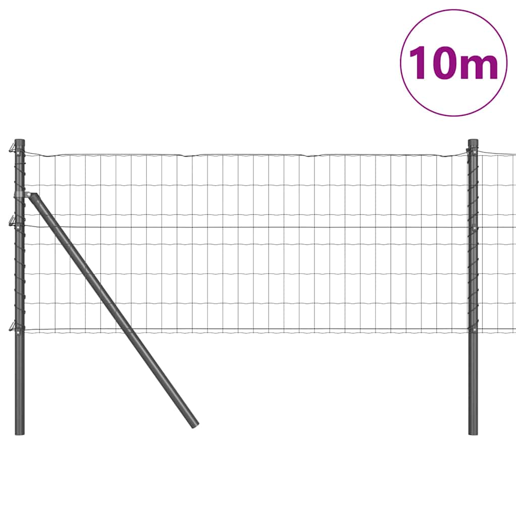 Fence with Post Grey 0.8 x 10 m Steel and PVC