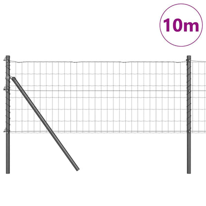 Fence with Post Grey 0.8 x 10 m Steel and PVC