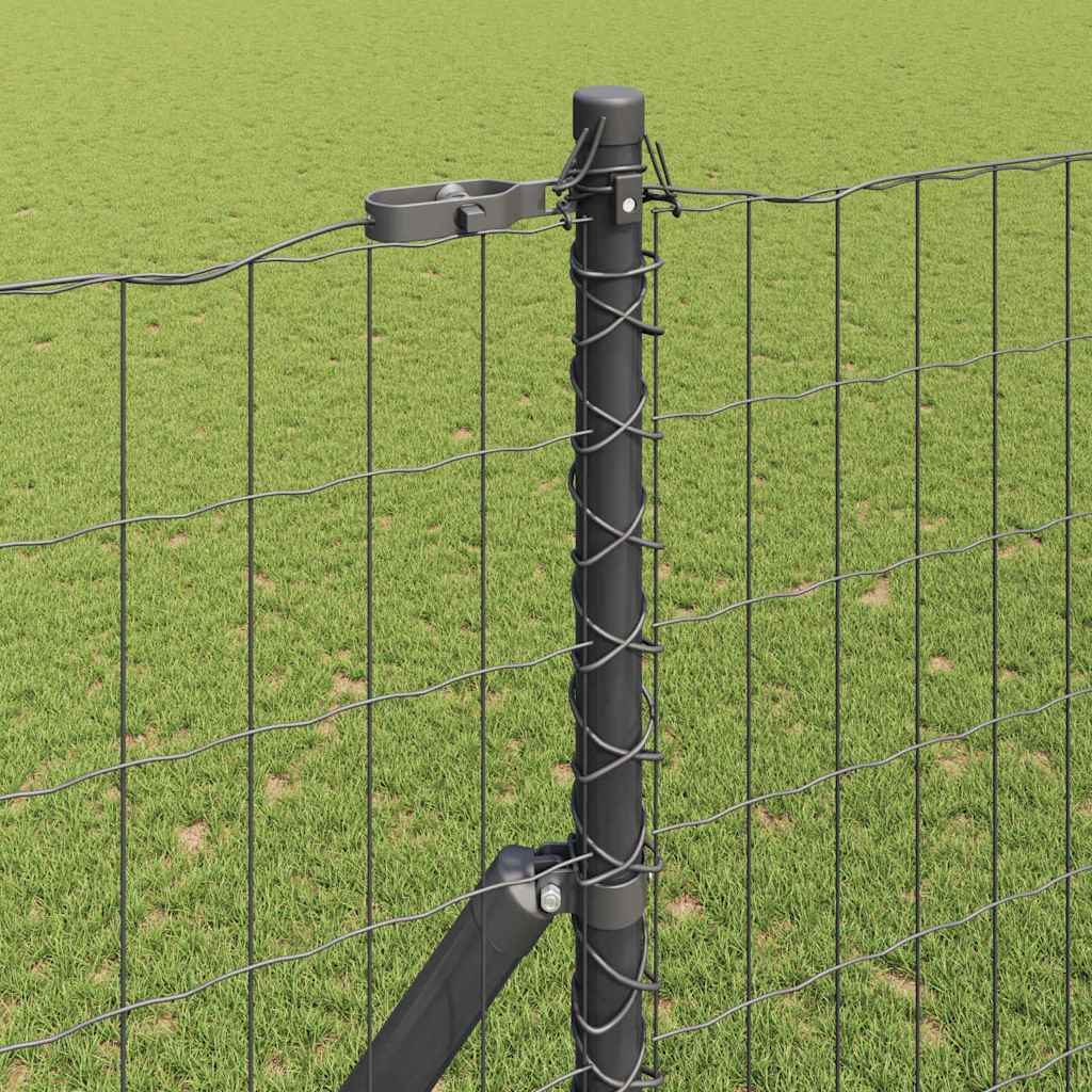 Fence with Post Grey 1.5 x 10 m Steel and PVC