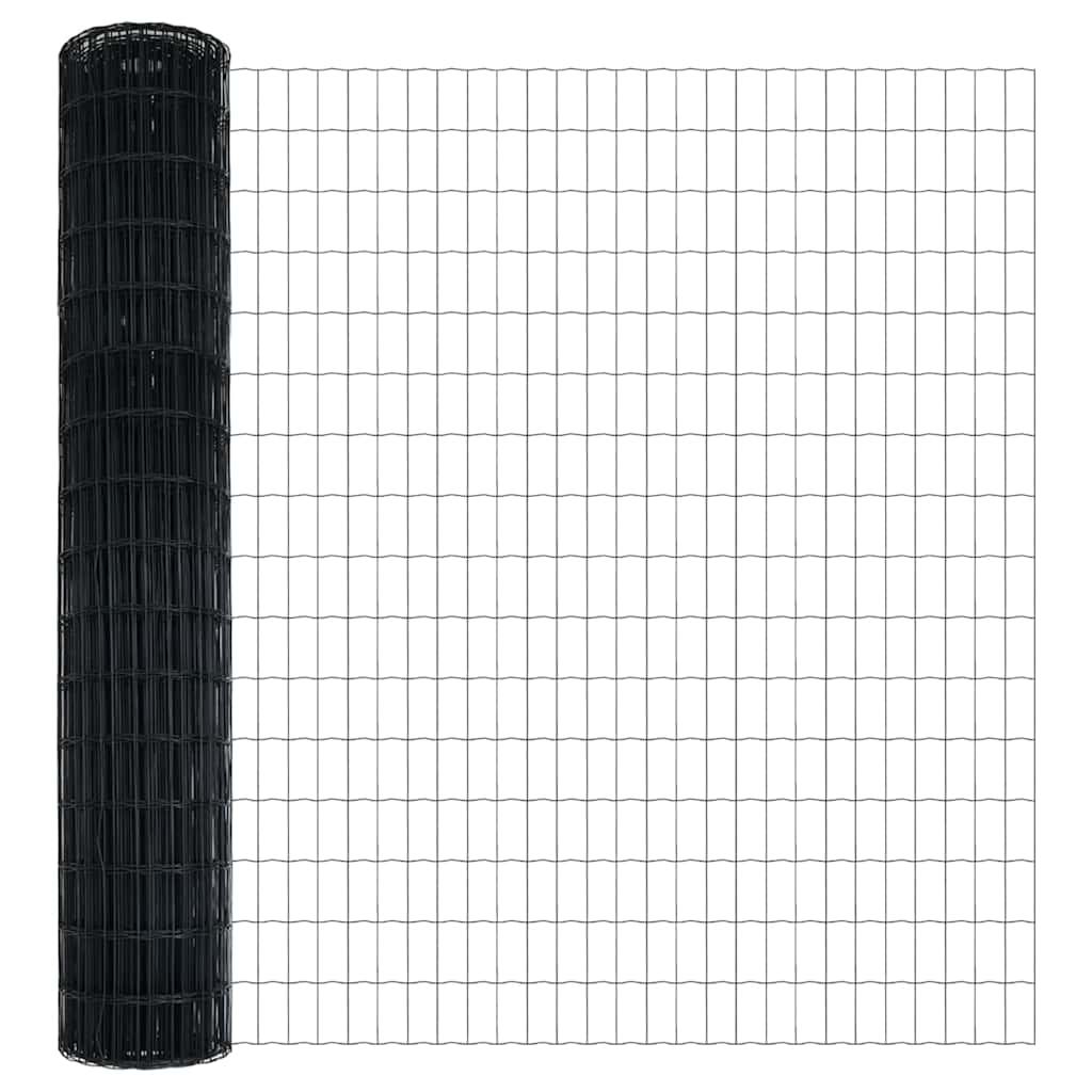 Fence with Post Grey 1.5 x 10 m Steel and PVC
