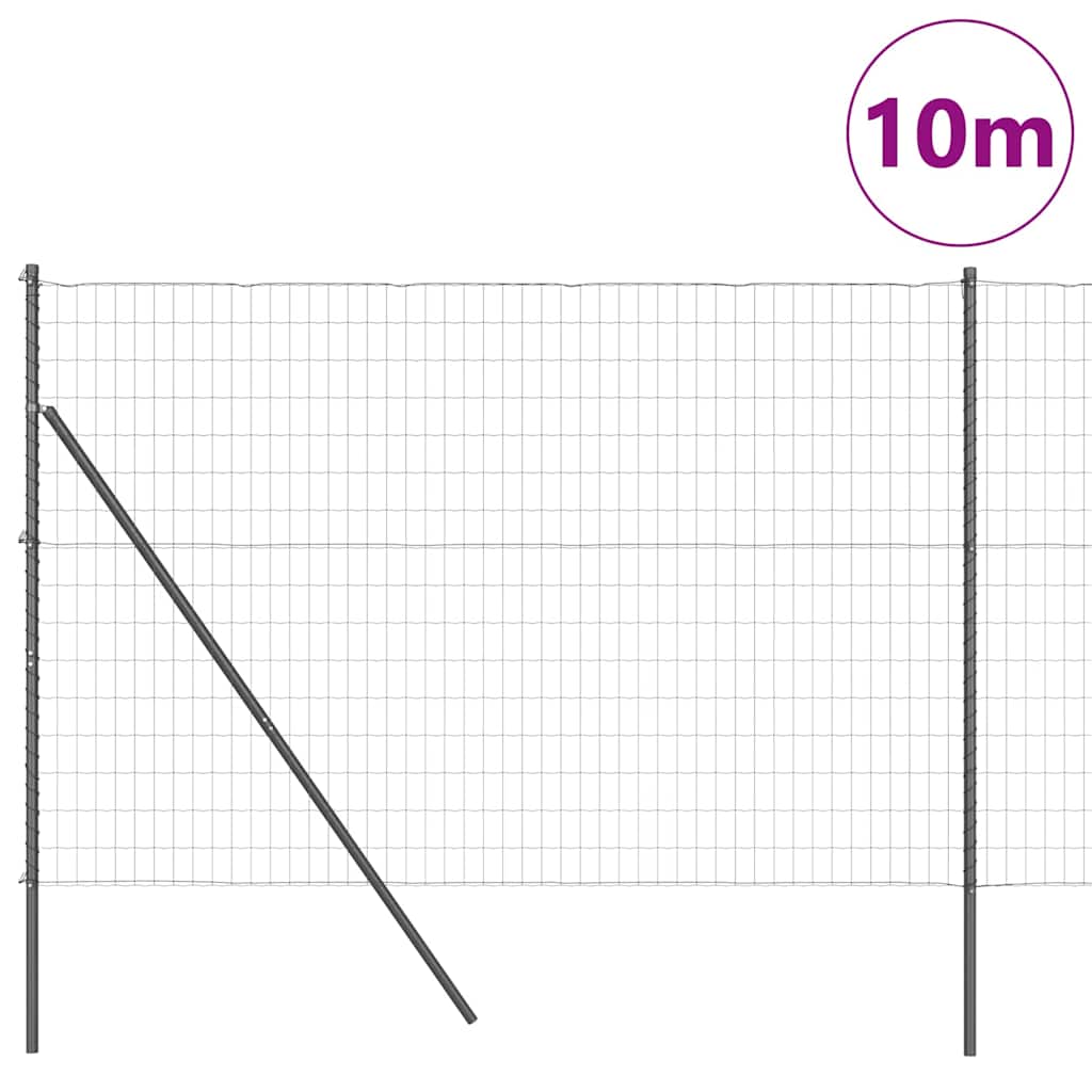 Fence with Post Grey 1.5 x 10 m Steel and PVC