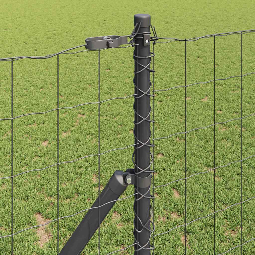 Fence with Post Grey 1 x 10 m Steel and PVC