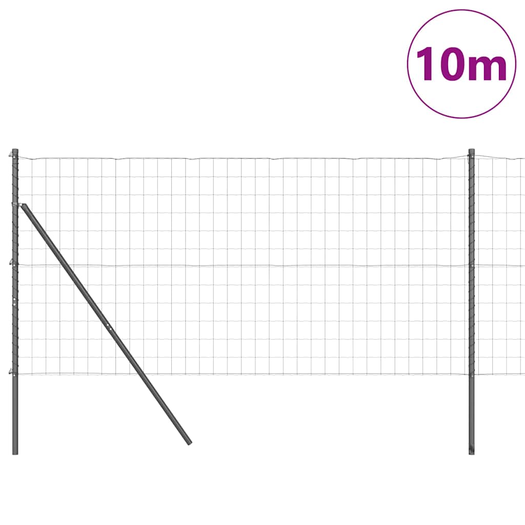 Fence with Post Grey 1 x 10 m Steel and PVC