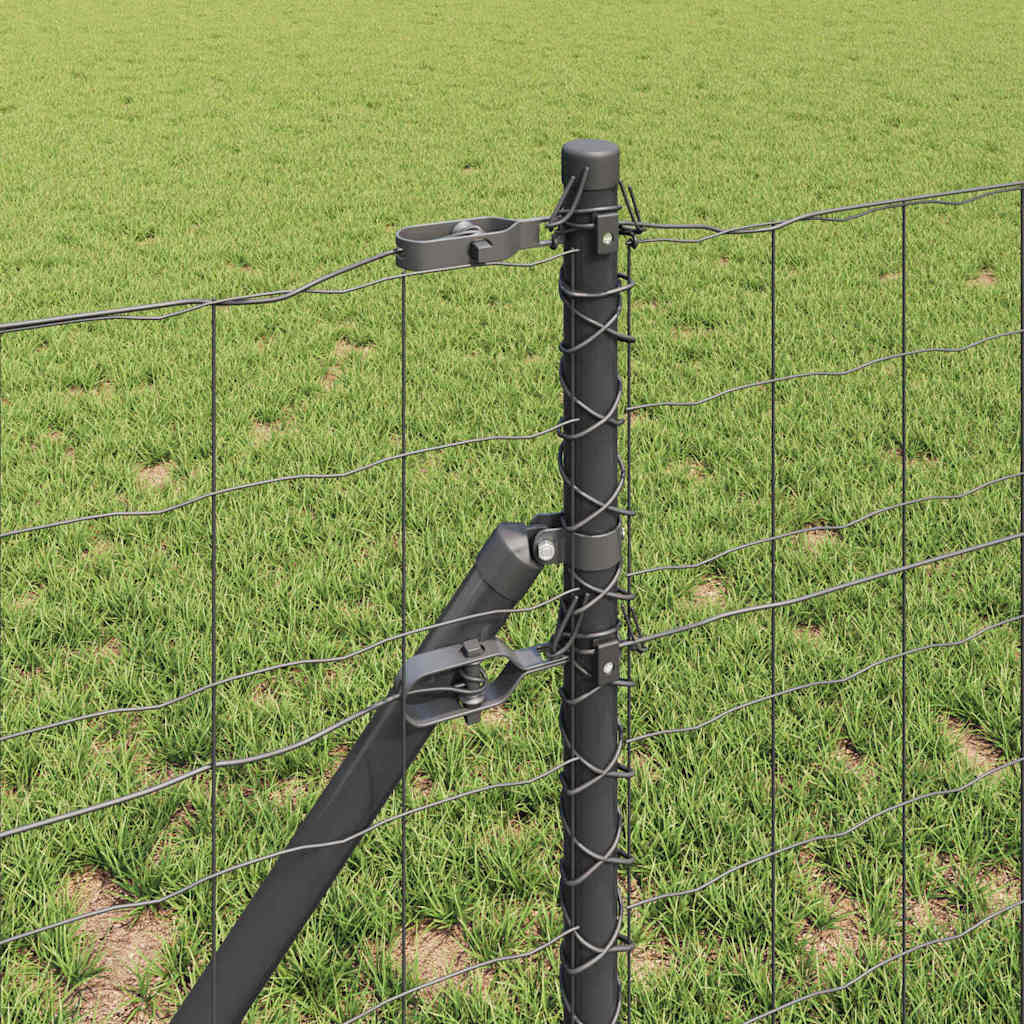 Fence with Post Grey 0.4 x 10 m Steel and PVC