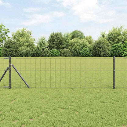 Fence with Post Grey 0.4 x 10 m Steel and PVC