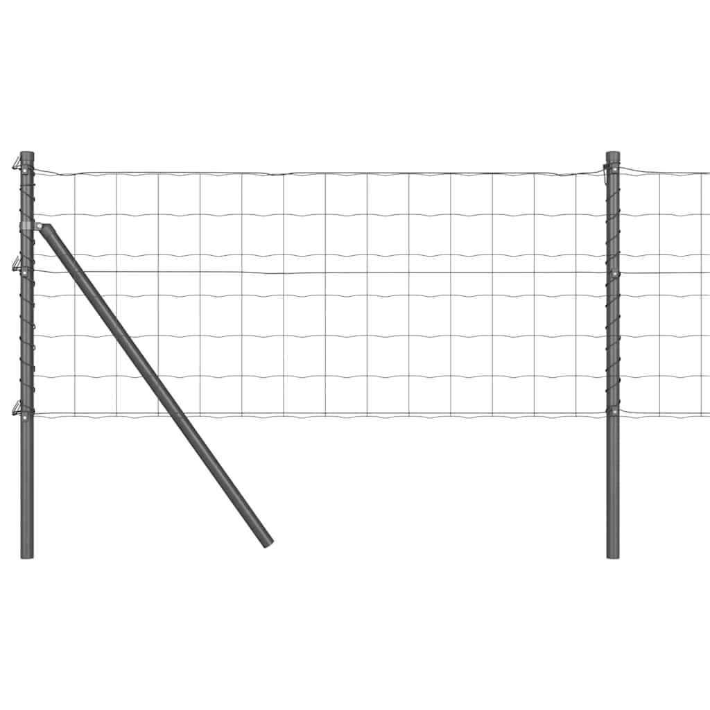Fence with Post Grey 0.4 x 10 m Steel and PVC