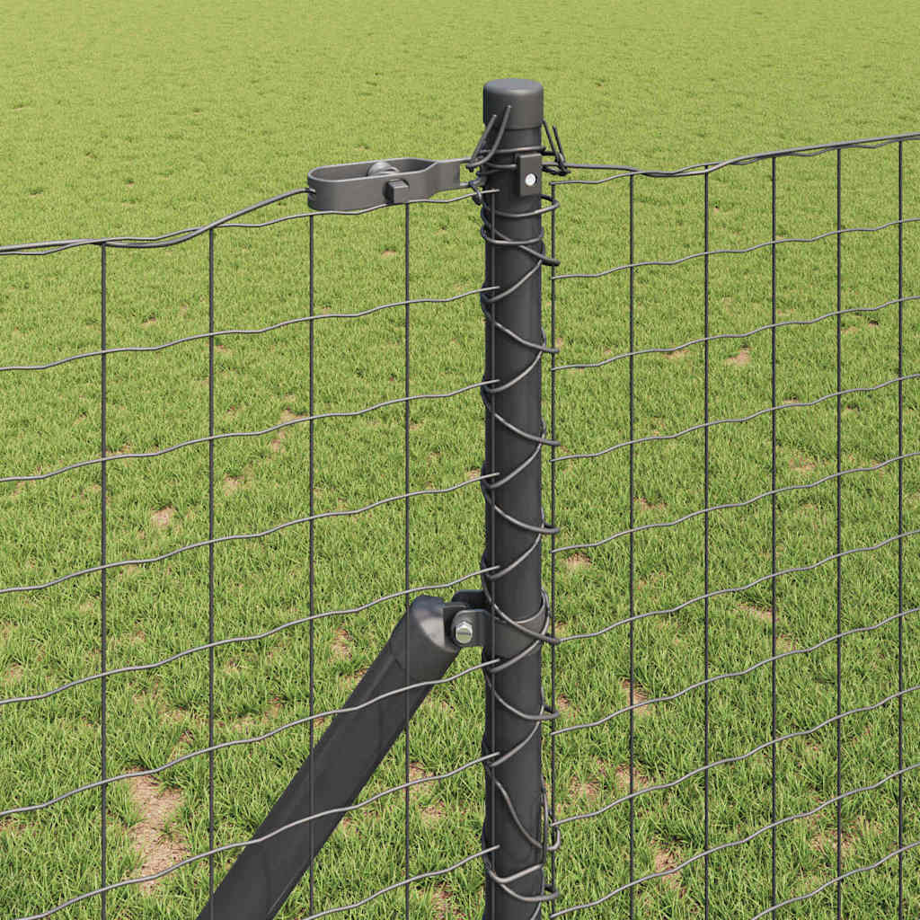 Fence with Post Grey 1 x 25 m Steel and PVC