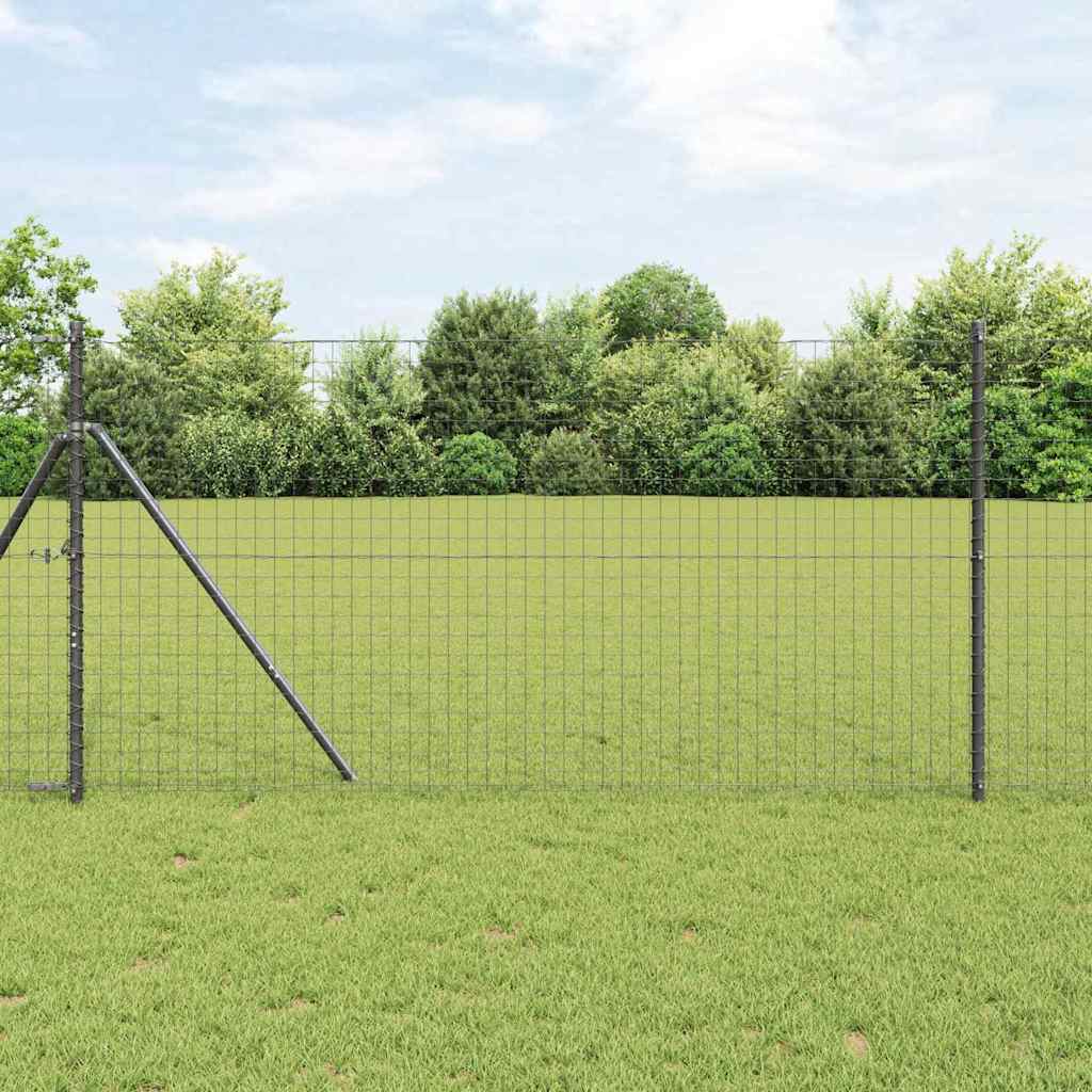 Fence with Post Grey 1.2 x 25 m Steel and PVC