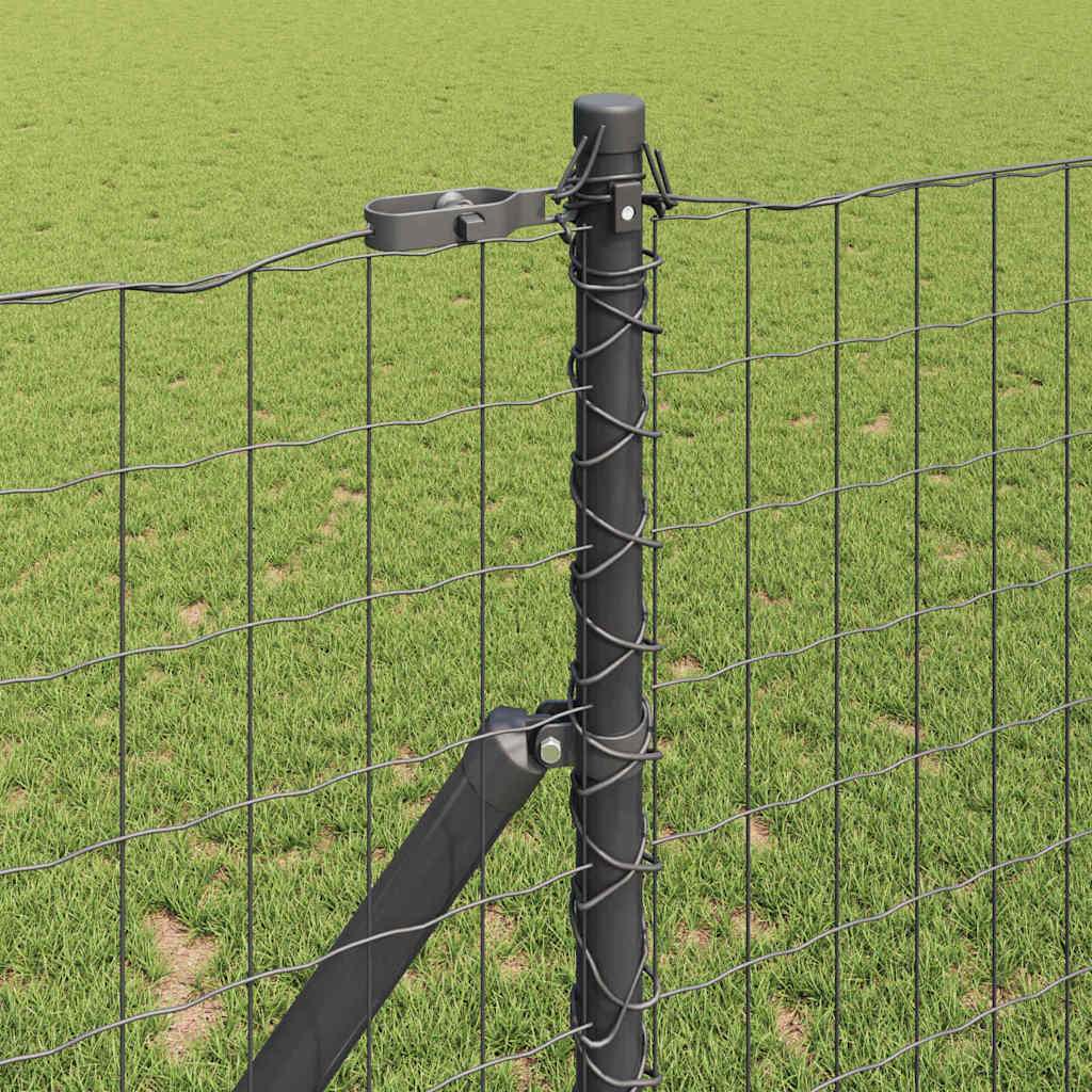 Fence with Post Grey 1.2 x 25 m Steel and PVC