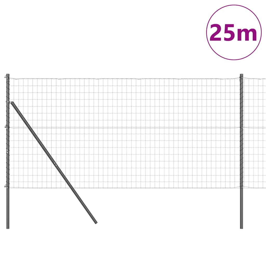 Fence with Post Grey 1.2 x 25 m Steel and PVC